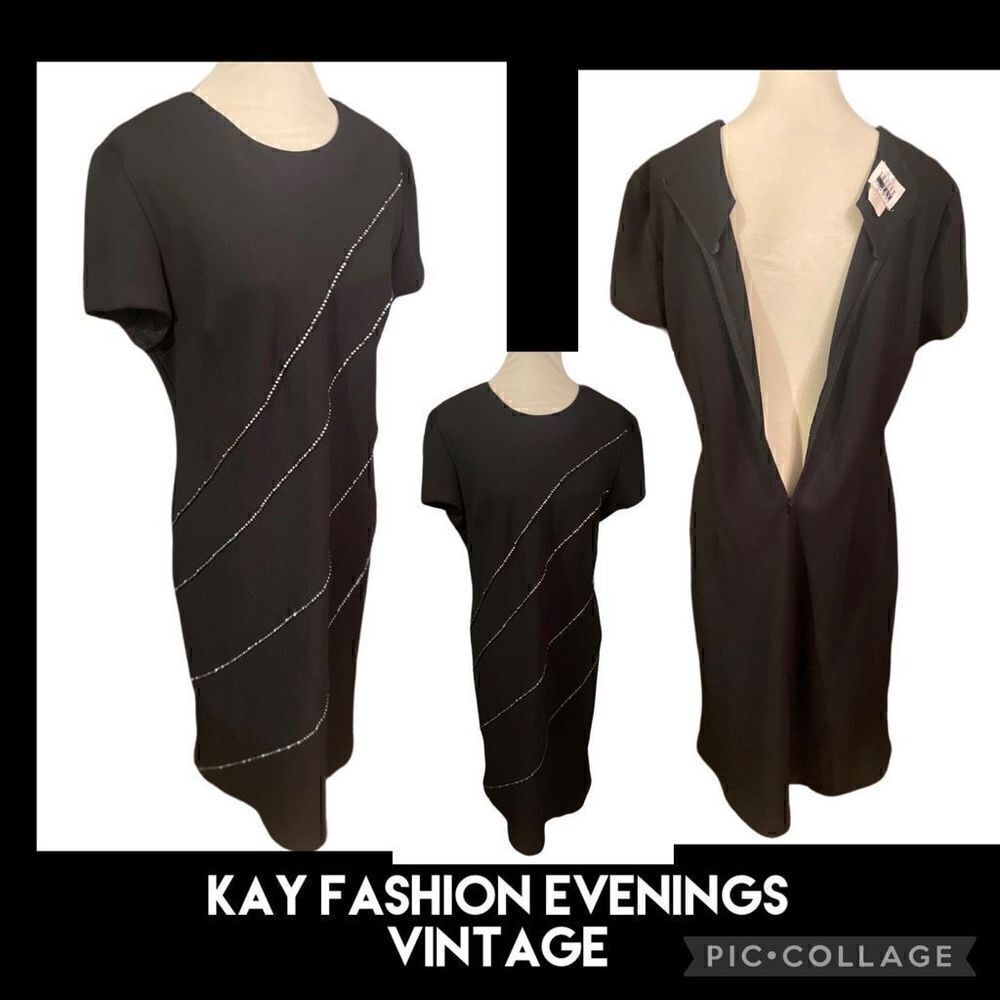 Leslie Fay Evenings Black Sequined Gown Size 18-Vintage 80’s Era- EUC